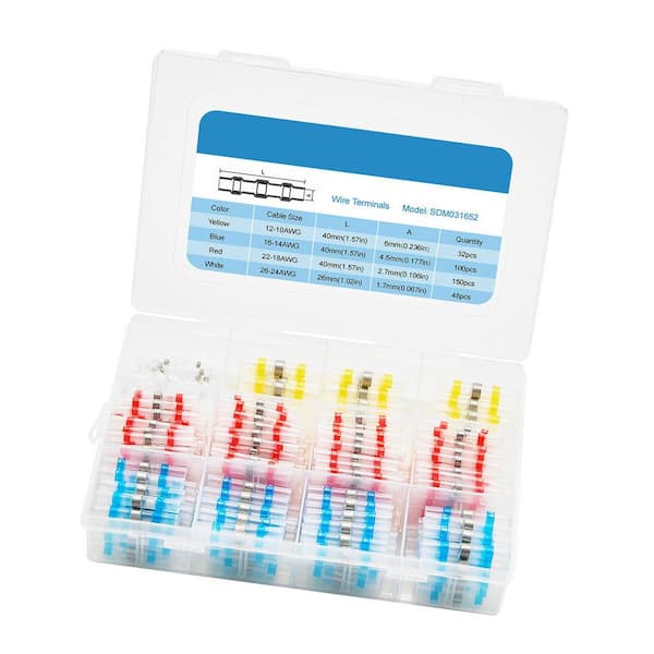 26-10 AWG 330PCS Heat Shrink Butt Connectors Solder Seal Wire Connectors Kit Electrical Terminals Insulated