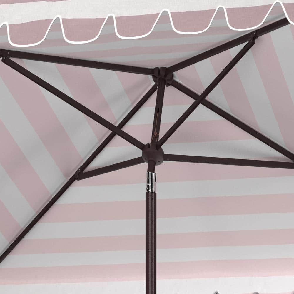 Vienna 7.5 Ft Square Beige and Gray Crank Umbrella with Aluminum Frame