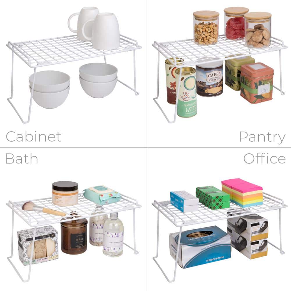 Large White Metal Stacking Cabinet Shelf Rack