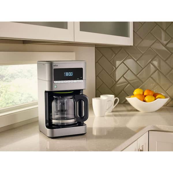 Braun BrewSense 12-Cup Programmable Stainless Steel Drip Coffee Maker with  Brew Strength Selector and Glass Carafe KF7170SI - The Home Depot
