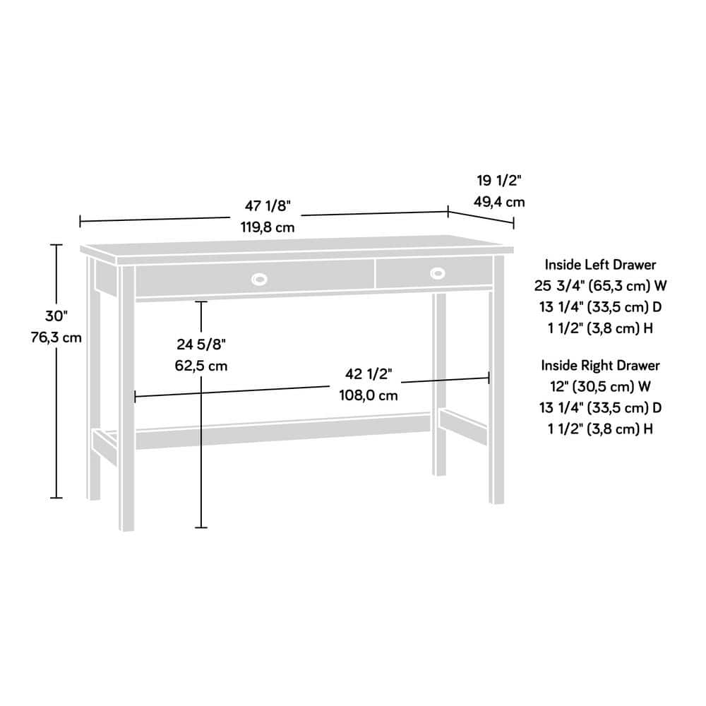 Raven Oak Rectangular Writing Desk with Dual Drawers