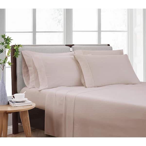 CANNON Solid Blush Twin XL 4 Piece Sheet Set