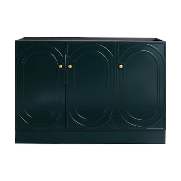 48 in. W x 19.5 in. D x 34 in. H Freestanding Bath Vanity Cabinet without Top in Green with 3 Soft-Close Cabinet Doors