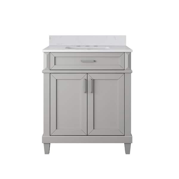 Talmore 30 in. Single Sink Sky Grey Bath Vanity with White Engineered Carrara Top (Assembled)