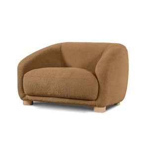 Waxley Brown Teddy Boucle Polyester Fabric Arm Chair