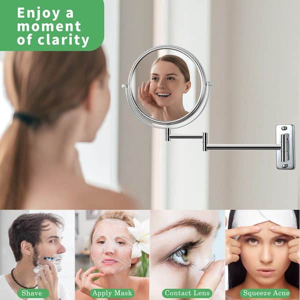 10X Wall Mount Bathroom Makeup Mirror in Chrome