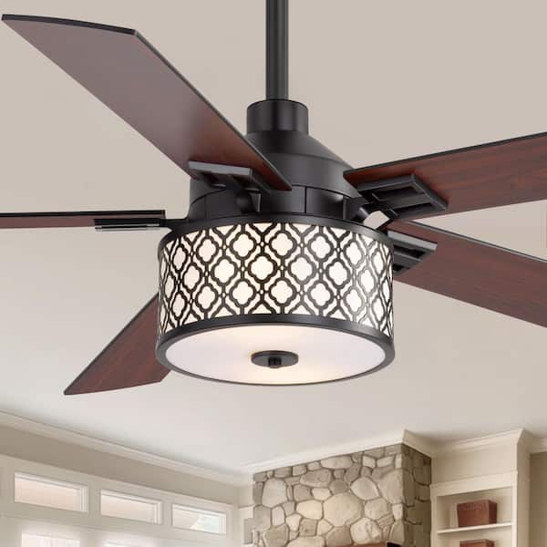 Farmhouse 52 in. Indoor Black Ceiling Fans with Remote Control and Light Kit Included