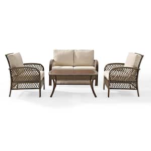 Tribeca 4-Piece Wicker Outdoor Patio Seating Set with Sand Cushions