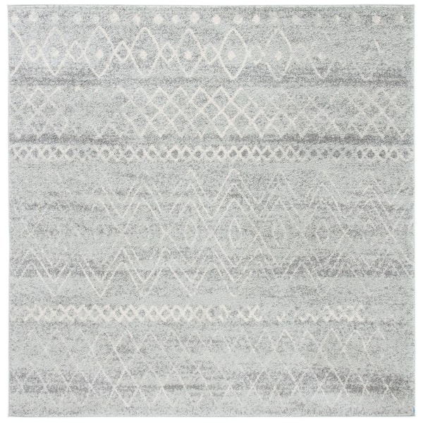 SAFAVIEH Madison Silver/Ivory 7 ft. x 7 ft. Square Area Rug