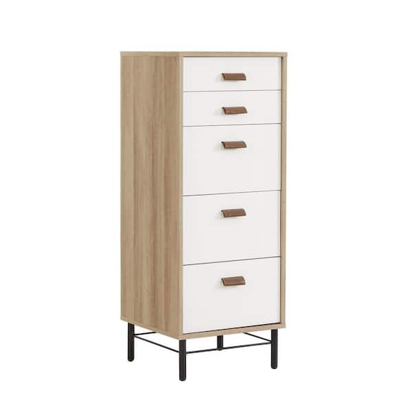 SAUDER Anda Norr 5-Drawer Sky Oak Lingere Chest of Drawers 43.78 in. x 17.008 in. x 16.496 in.