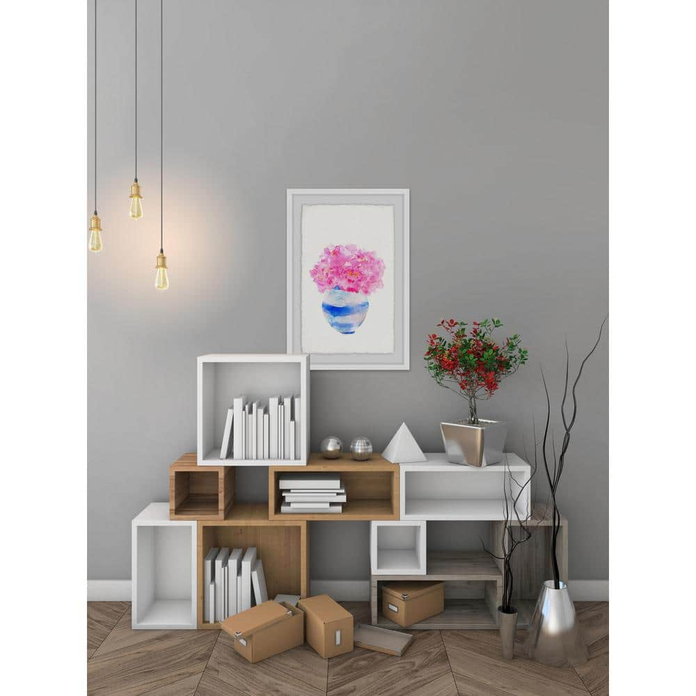 Bushy Pink Vase Framed Painting Print