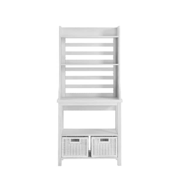 Unbranded Sheldrake White Wood Microwave Shelf Bakers Rack (Set of 1)