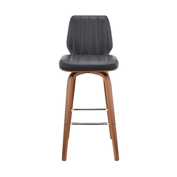 HomeRoots 31 in. Gray High Back Wood Counter Height Bar Chair with Faux leather Seat