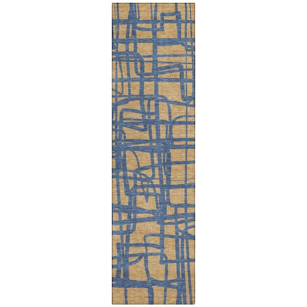 Chantille Machine Washable Indoor/Outdoor Abstract ACN2491 Gold 2 ft. x 7 ft. Runner Rug