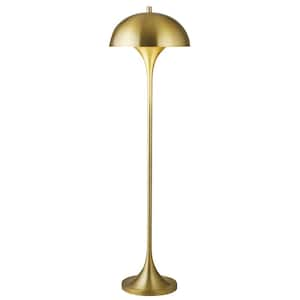 Vega 60.75 in. Brass Finish Torchiere Floor Lamp with Metal Shade