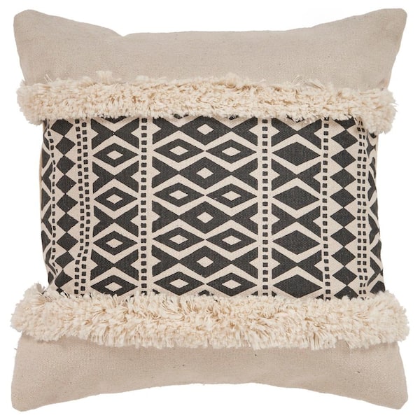 Unbranded Eclectic Black Geometric Hypoallergenic Polyester 18 in. x 18 in. Indoor Throw Pillow