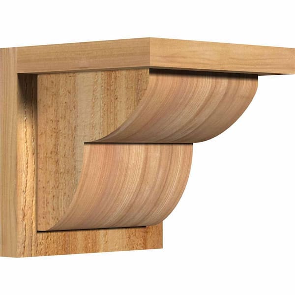 Ekena Millwork 8 in. x 8 in. x 8 in. Western Red Cedar Crestline Rough Sawn Corbel with Backplate