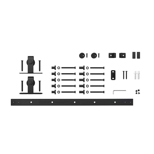 American Pro Decor 6 ft. Black Solid Steel Mini Sliding Rolling Barn Door Hardware Kit for Single Furniture Wood Doors
