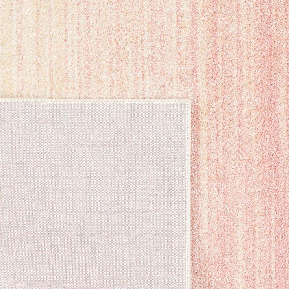 Adirondack Pink and Ivory 6' Square Synthetic Area Rug