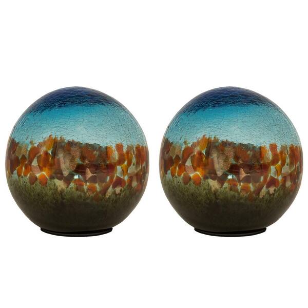 OutDoozie 5 in. Art Glass Solar Gazing Ball, Serendra (2-Pack)