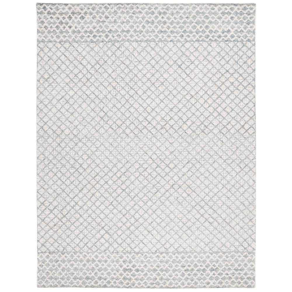 Gray Abstract Handmade Wool Tufted Area Rug
