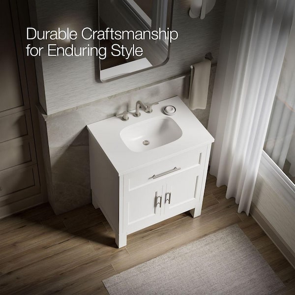 KOHLER Quo 31in. Single Sink Freestanding White Bath Vanity with
