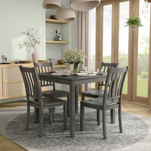 Sherry 5-Piece Square Gray Wood Top Dining Room (Seats-4)