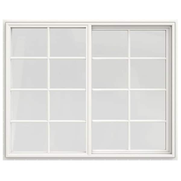 JELD-WEN 59.5 in. x 47.5 in. V-4500 Series White Vinyl Left-Handed Sliding Window with Colonial Grids/Grilles