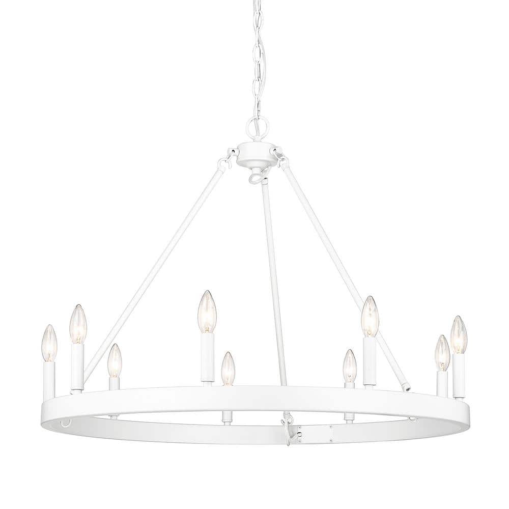Matte White 32" 9-Light Contemporary Chandelier