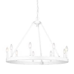 Alastair 9-Light Matte White Chandelier for Living Room with No Bulbs Included