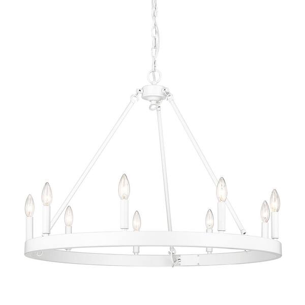 Golden Lighting Alastair 9-Light Matte White Chandelier for Living Room with No Bulbs Included