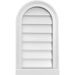 14 in. x 24 in. Round Top Surface Mount PVC Gable Vent: Decorative with Brickmould Sill Frame
