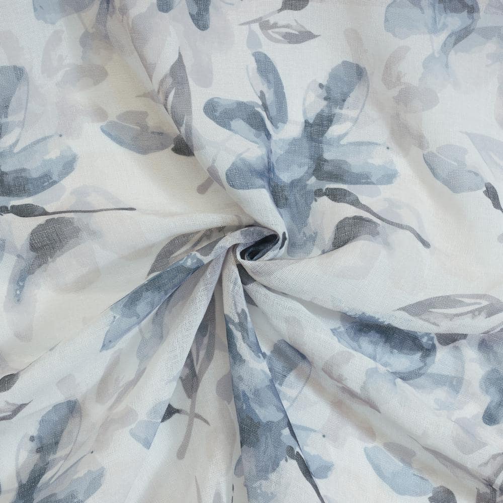 Florence Sheer Silver Faux Linen Grommet Curtain Panel 52" x 95"