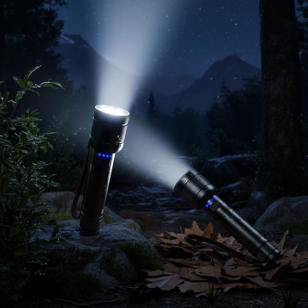 YANSUN 2000 Lumen Rechargeable LED Flashlight with Zoomable, 4 Modes, and  Water Resistant, Ideal for Camping, Emergence(2-Pack) H-BRTD003USB-4