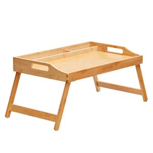 Bed Tray Table 24 in. W x 8.7 in. H x 11 in. D Bamboo Breakfast Tray Serving Laptop Desk Tray