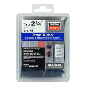 Titen Turbo 1/4 in. x 2-1/4 in. Hex-Head Concrete and Masonry Screw, Blue (75-Pack)