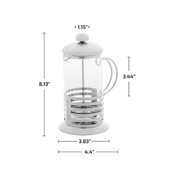 OVENTE 2.5 Cup Stainless Steel French Press Cafetiere Coffee and Tea Maker  with 4-Level Mesh Filter FSH20S - The Home Depot