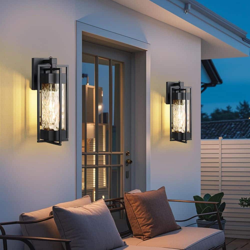15.6 in. Modern Dusk to Dawn Sensor Wall Light, 1-Pack Waterproof Outdoor Sconce, Black Lantern (Bulb Included) price history on PriceWatchPro