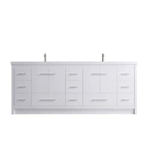 83.9 in. x 19.7 in. D x 35 in. H Double Sink Bath Vanity in White with White Ceramic Top