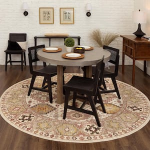 Tristan Vanilla 8 ft. Round Medallion Indoor Area Rug