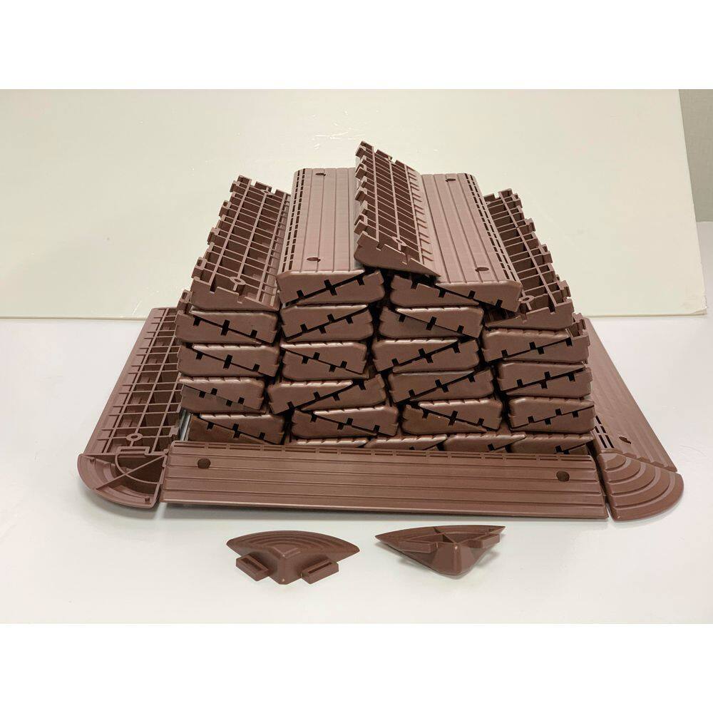 1/5 ft. x 1 ft. Outdoor Plastic Deck Tile Edge Strips in Brown with 4 Corners (30 per Case) price history on PriceWatchPro