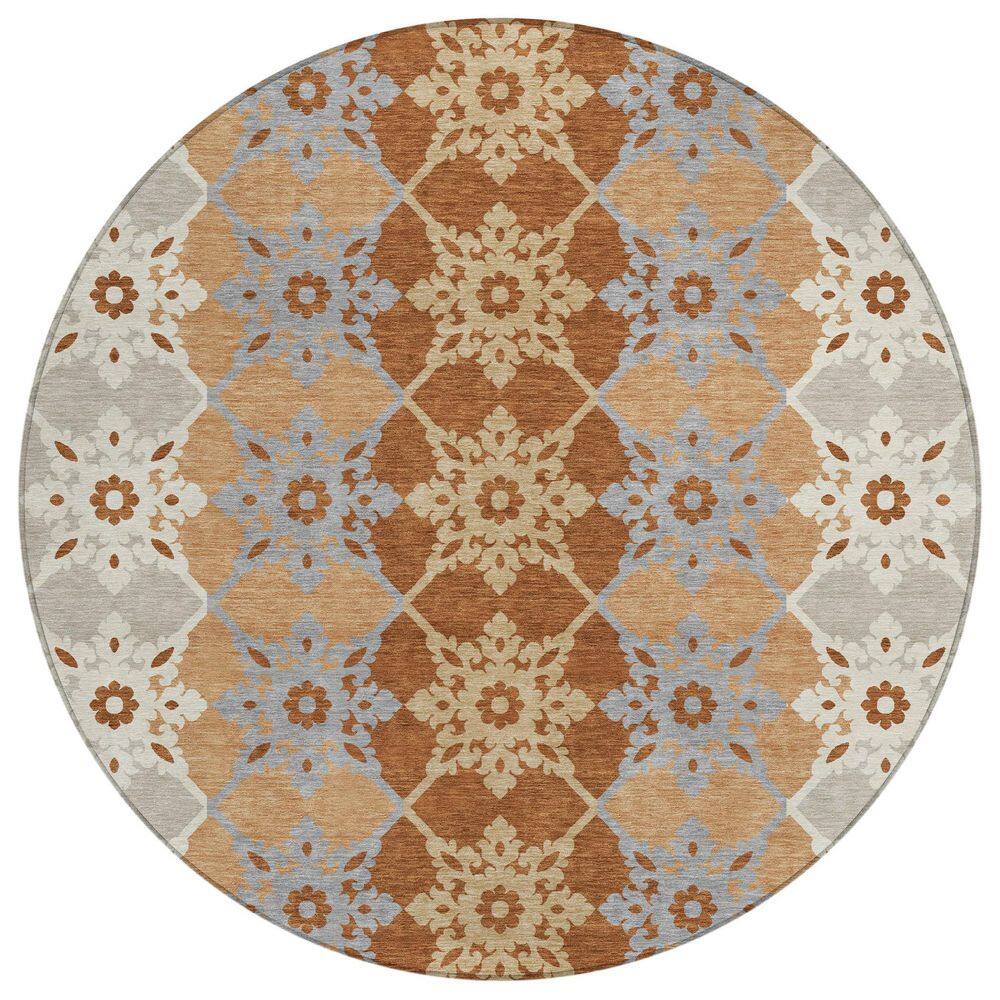 Chantille Machine Washable Indoor/Outdoor Abstract ACN2759 Copper 8 ft. x 8 ft. Round Rug price history on PriceWatchPro