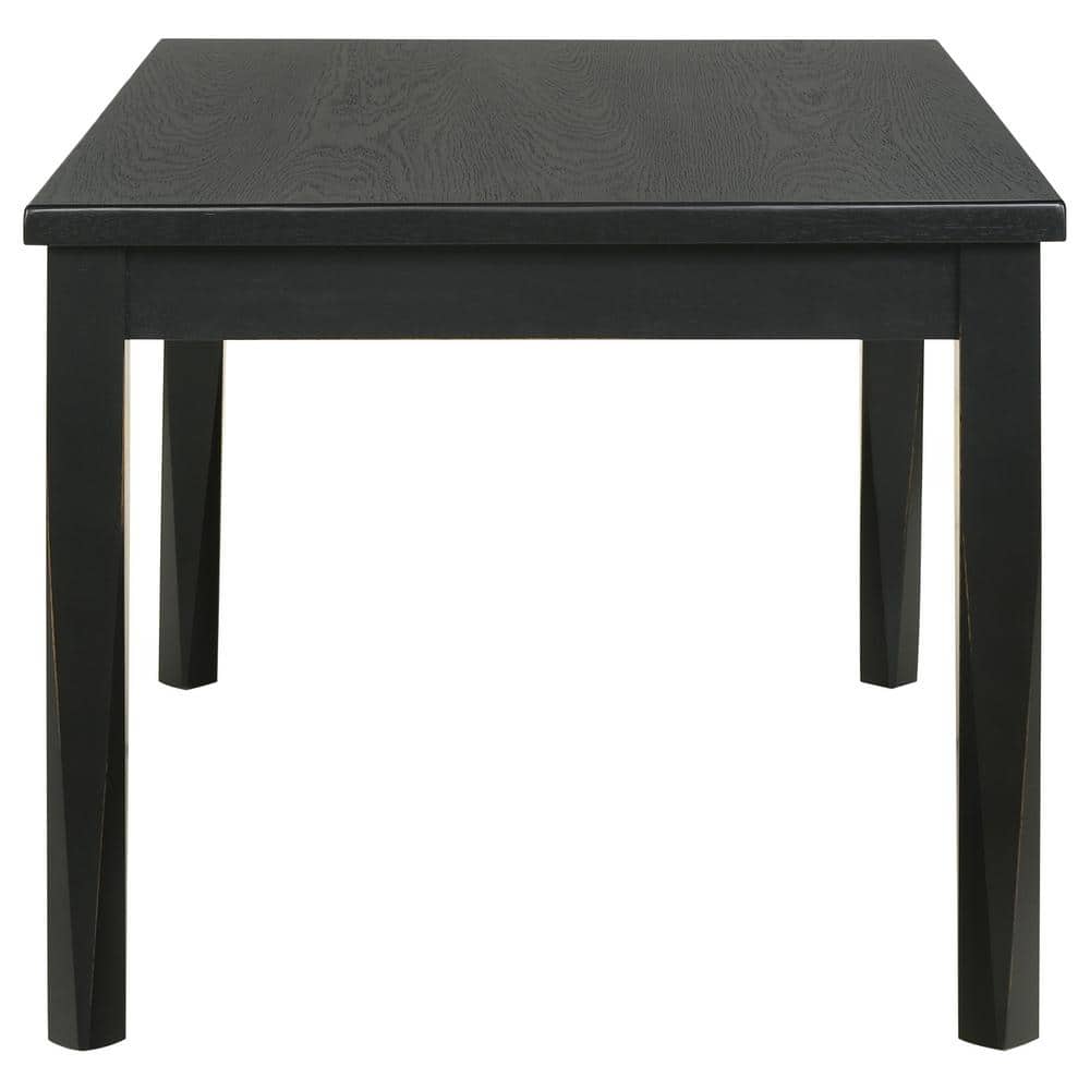 Appleton Black Washed Rectangular Wood Dining Table for Six