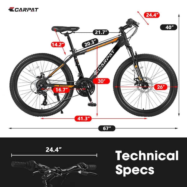 26 in. 21-Speed Black Steel Frame Bike for Men and Women PP-46