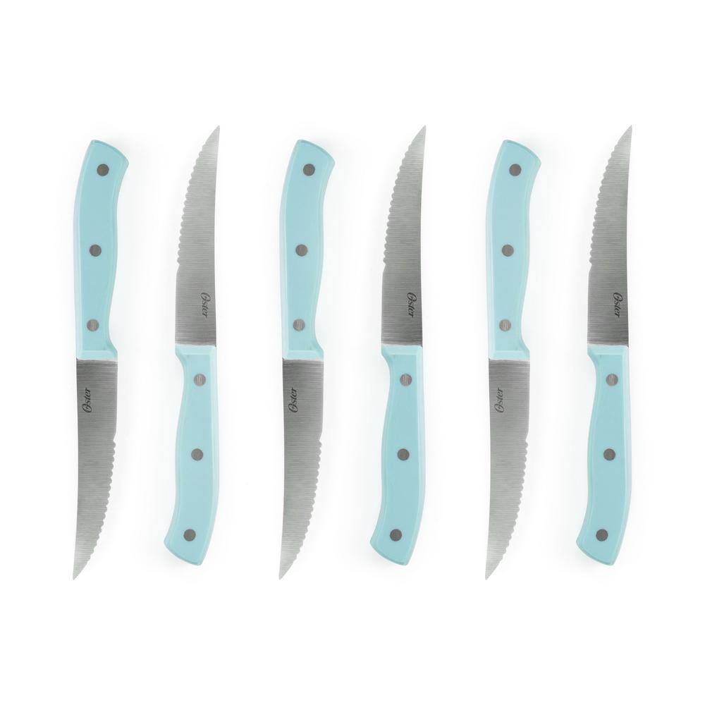 Oster Steffen 14 Piece Blue Stainless Steel Cutlery Set with Block