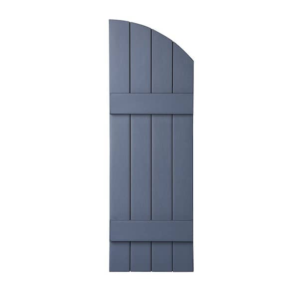 Ply Gem 15 in. x 41 in. Polypropylene Plastic 4-Board Closed Arch Top Board and Batten Shutters Pair in Blue