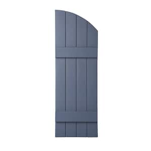 15 in. x 43 in. Polypropylene Plastic 4-Board Closed Arch Top Board and Batten Shutters Pair in Blue