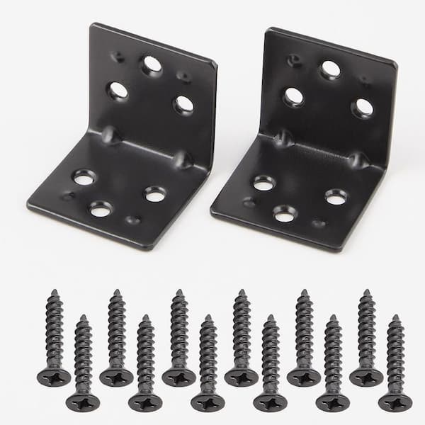 Everbilt (2-Pack) 1-1/2 in. Black Double Wide Corner Brace
