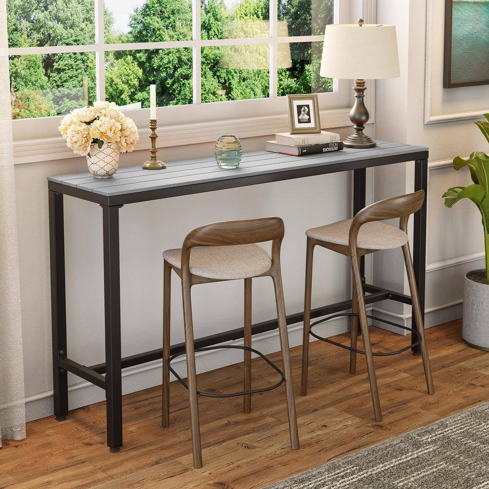 Gray Composite and Steel Counter Height Outdoor Bar Table
