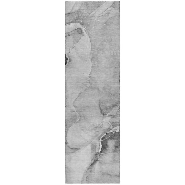 Dream Shag Premium Machine Washable Abstract ADS521 Gray 2 ft. x 7 ft. Runner Rug